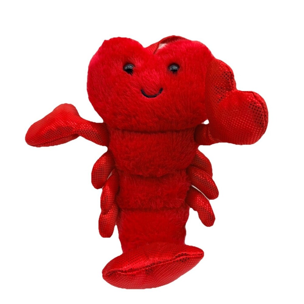 Hug Fun Red Valentine's Day Lobster Sealife Plush Toy Sparkle Tail Claws 10"